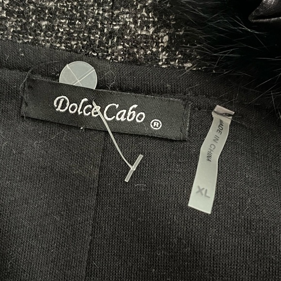 NWT Dolce Cabo Rabbit Fur Trimmed Elegant Floral Embellished Long Cardigan - Picture 12 of 14